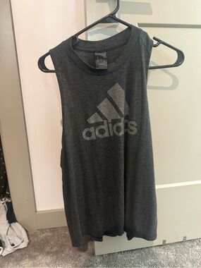 adidas  Charcoal Gray Logo Muscle Tank
